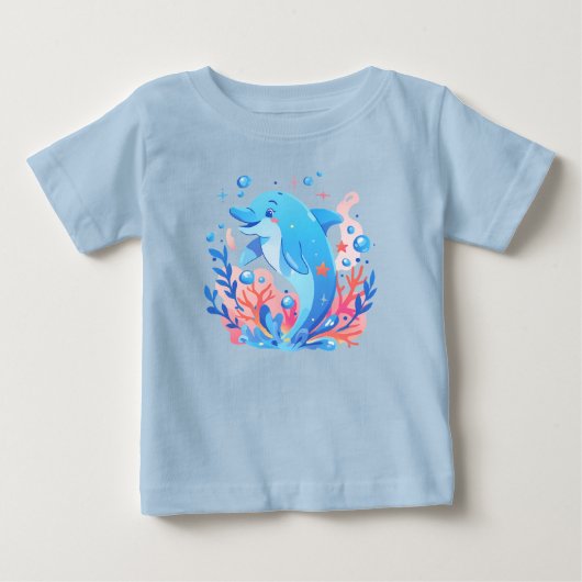 Schattige Blue Dolphin Baby Bodysuit (Voorkant)