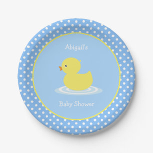 Schattige Blue Duck Baby shower Papieren Bordje