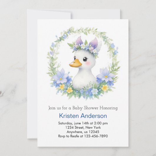 Schattige Blue Duck Waterverf Bliss Boy Baby showe Kaart (Voorkant)