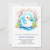 Schattige Blue Duck Wildflower Boy Baby shower Kaart (Voorkant)