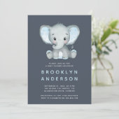 Schattige Blue Elephant Baby shower Kaart (Staand voorkant)