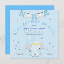 Schattige Blue Elephant Baby shower per post