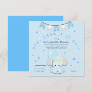 Schattige Blue Elephant Baby shower per post Kaart