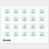 Schattige Blue Elephant Baby shower Ronde Sticker (Vel)