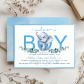 Schattige Blue Elephant Baby shower Uitnodiging – 