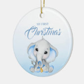 Schattige Blue Elephant Baby's Eerste Kerstmis Keramisch Ornament (Links)
