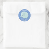 Schattige Blue Elephant Boy Baby shower Custom Ronde Sticker (Tas)