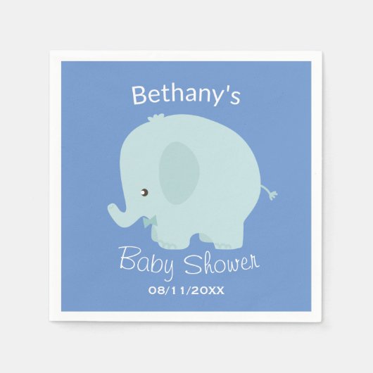 Schattige Blue Elephant Boy Baby shower Custom Servet (Voorkant)