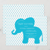 Schattige Blue Elephant Polkadots Baby shower Kaart (Voorkant / Achterkant)