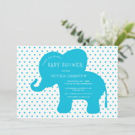 Schattige Blue Elephant Polkadots Baby shower Kaart