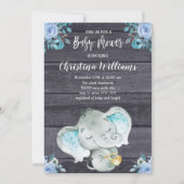 Schattige Blue Elephant Rustic Boy Baby shower Kaart (Voorkant)