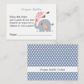 Schattige Blue Elephant Shower Luier Raffle Ticket Informatiekaartje (Voorkant / Achterkant)
