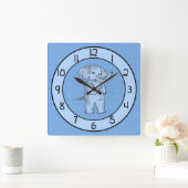Schattige Blue Elephant Wall Clock voor jongens Vierkante Klok (Huis)