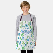 Schattige Blue Flowers All-Over Print Schort (Gedragen)
