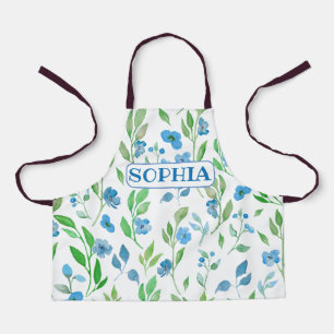 Schattige Blue Flowers All-Over Print Schort
