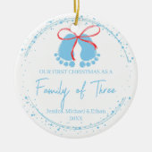 Schattige Blue Footprints Family Pattern Keramisch Ornament (Voorkant)