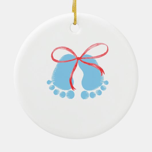 Schattige Blue Footprints Family Pattern Keramisch Ornament (Achterkant)