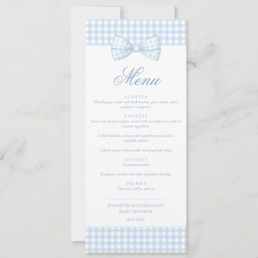 Schattige Blue Gingham Bow Stropdas Baby Boy Douch Kaart (Voorkant)