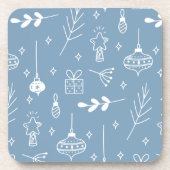 Schattige Blue Grey Line Art Christmas Onderzetter (Voorkant)