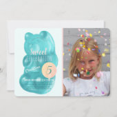 Schattige Blue Gummy Beer Sweet Snoep Foto Verjaar Kaart (Voorkant)