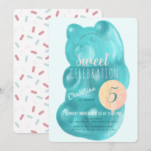 Schattige Blue Gummy Beer Sweet Snoep Verjaardag Kaart