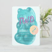 Schattige Blue Gummy Beer Twee Sweet 2e Verjaardag Kaart (Staand voorkant)