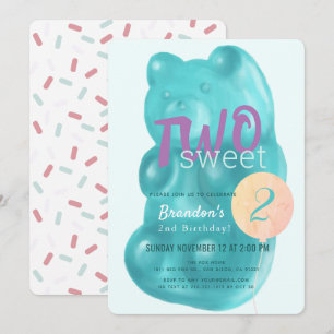 Schattige Blue Gummy Beer Twee Sweet 2e Verjaardag Kaart