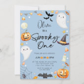 Schattige Blue Halloween Ghost 1st Boy Verjaardag Kaart (Voorkant)