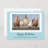 Schattige Blue Happy Birthday van de kippen Briefkaart (Voorkant / Achterkant)