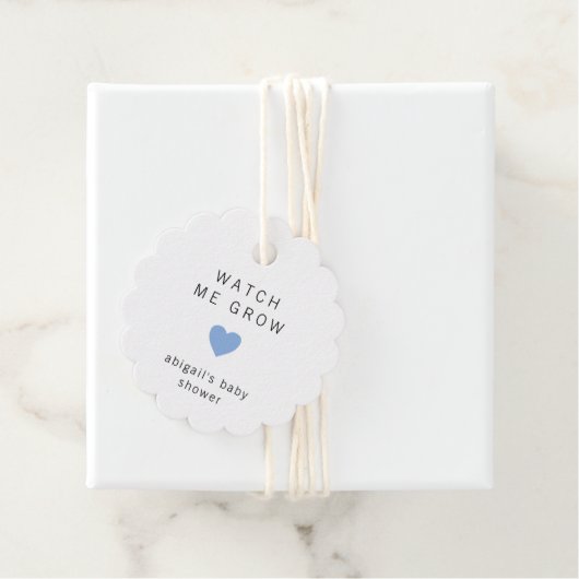 Schattige Blue Heart Modern Baby shower Bedankjes Labels (In situ)