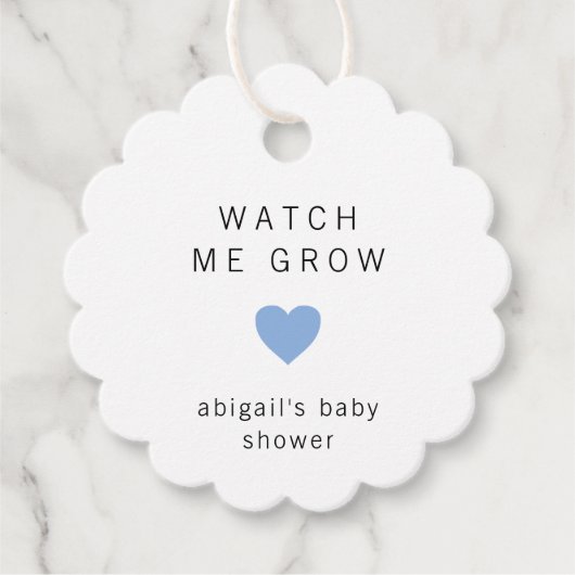 Schattige Blue Heart Modern Baby shower Bedankjes Labels (Voorkant)