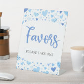 Schattige Blue Hearts Valentijn Baby shower Favori Reclamebord Met Voetstuk (Insitu)