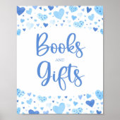 Schattige Blue Hearts Valentijn Boeken en geschenk Poster (Voorkant)