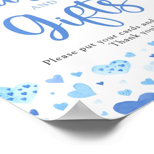 Schattige Blue Hearts Valentijn Kaarten en geschen Poster (Hoek)