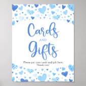 Schattige Blue Hearts Valentijn Kaarten en geschen Poster (Voorkant)