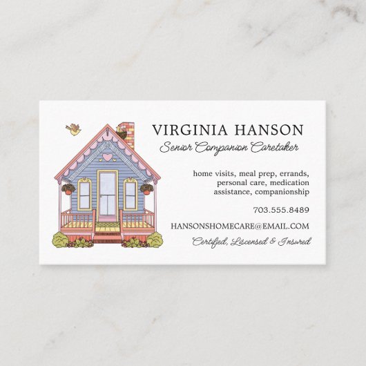 Schattige Blue House zorgverlener Visitekaartje (Voorkant)