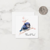 Schattige Blue Jay Bird bedankbriefje Notitiekaartje (Voorkant / Achterkant in situ)