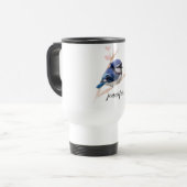 Schattige Blue Jay Vogel Gepersonaliseerde Reismok Reisbeker (Voorkant links)