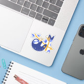 Schattige Blue Koala-Beer laptop Sticker (Laptop met iPhone)