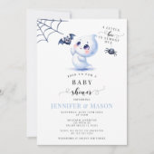 Schattige Blue Little Boo Baby Ghost Boy Shower Kaart (Voorkant)