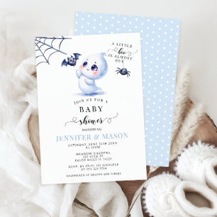 Schattige Blue Little Boo Baby Ghost Boy Shower Kaart