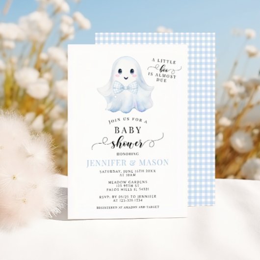 Schattige Blue Little Boo Ghost Bow Stropdas Baby  Kaart