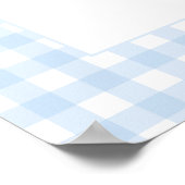 Schattige Blue Little Elephant Gingham Baby Boy Sh Poster (Hoek)
