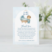 Schattige Blue Mobile Wieg baby cot Baby shower Bedankkaart (Staand voorkant)