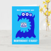 Schattige Blue Monster Verjaardag Wenskaart Kaart (Gele Bloem)