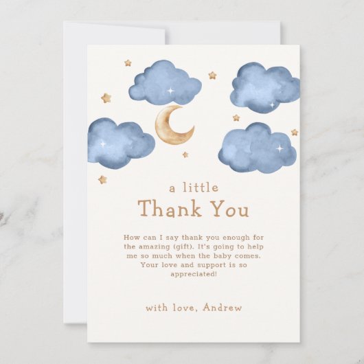 Schattige Blue Moon Stars Twinkle Twinkle Baby sho Bedankkaart (Voorkant)