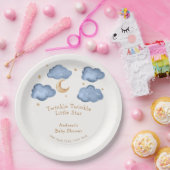 Schattige Blue Moon Stars Twinkle Twinkle Baby sho Papieren Bordje (Feest)