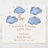 Schattige Blue Moon Stars Twinkle Twinkle Baby sho Sparkling Wijnetiket (Enkel label)