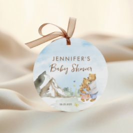 Schattige Blue Mountain Waterverf Beer familie Bedankjes Labels