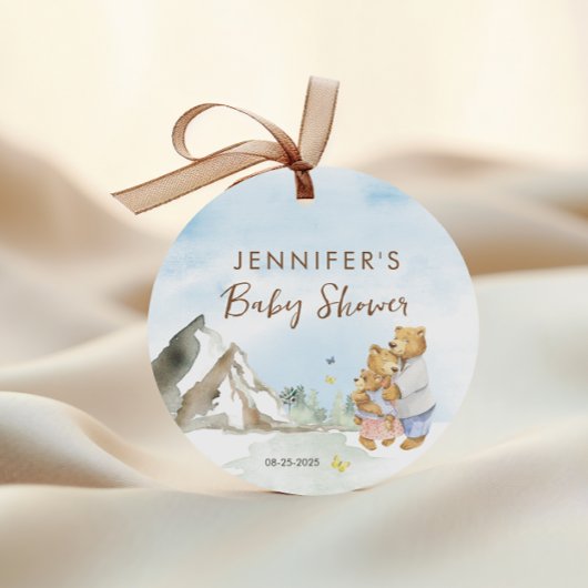 Schattige Blue Mountain Waterverf Beer familie Bedankjes Labels